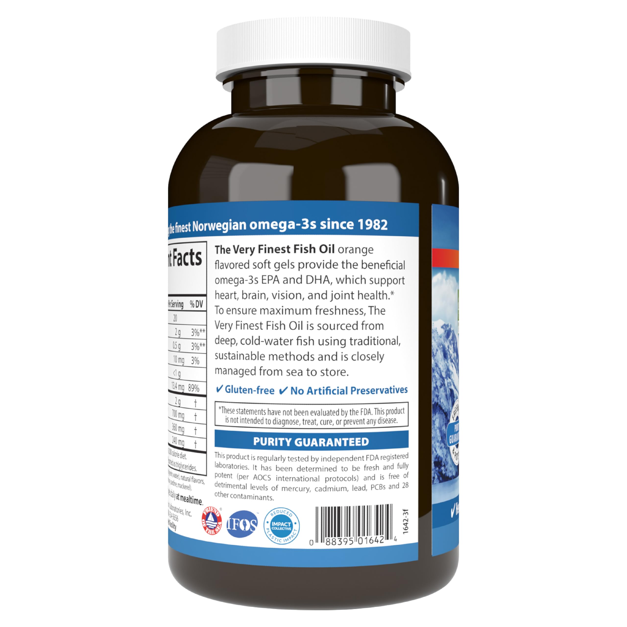 Close-up of Carlson Very Finest Fish Oil capsules