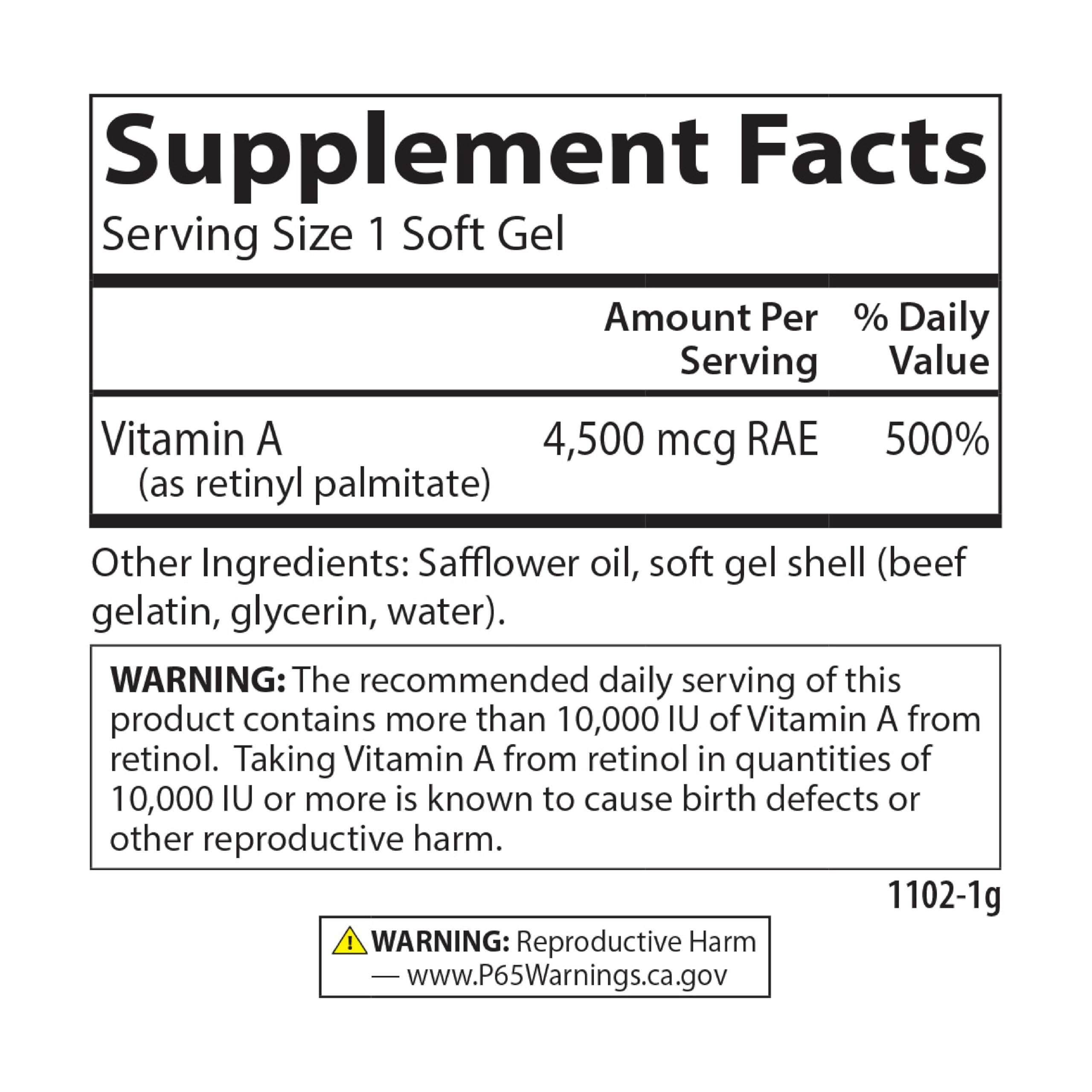 Carlson Vitamin A bottle with glass of water for easy ingestion