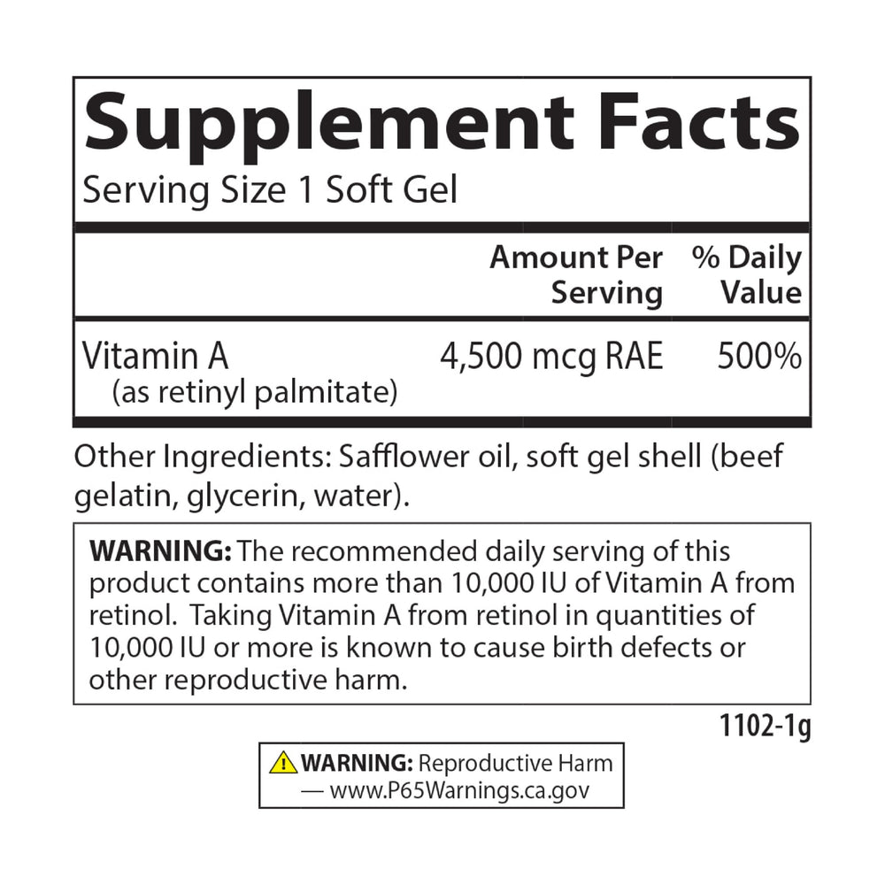 Carlson Vitamin A bottle with glass of water for easy ingestion