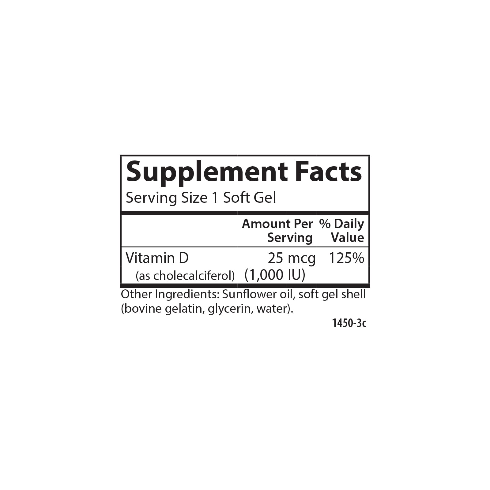 Carlson Vitamin D3 label detail communicates potency and quality