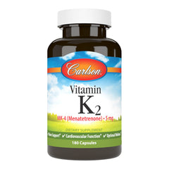 Carlson Vitamin K2 MK-4 bottle front for daily supplementation.