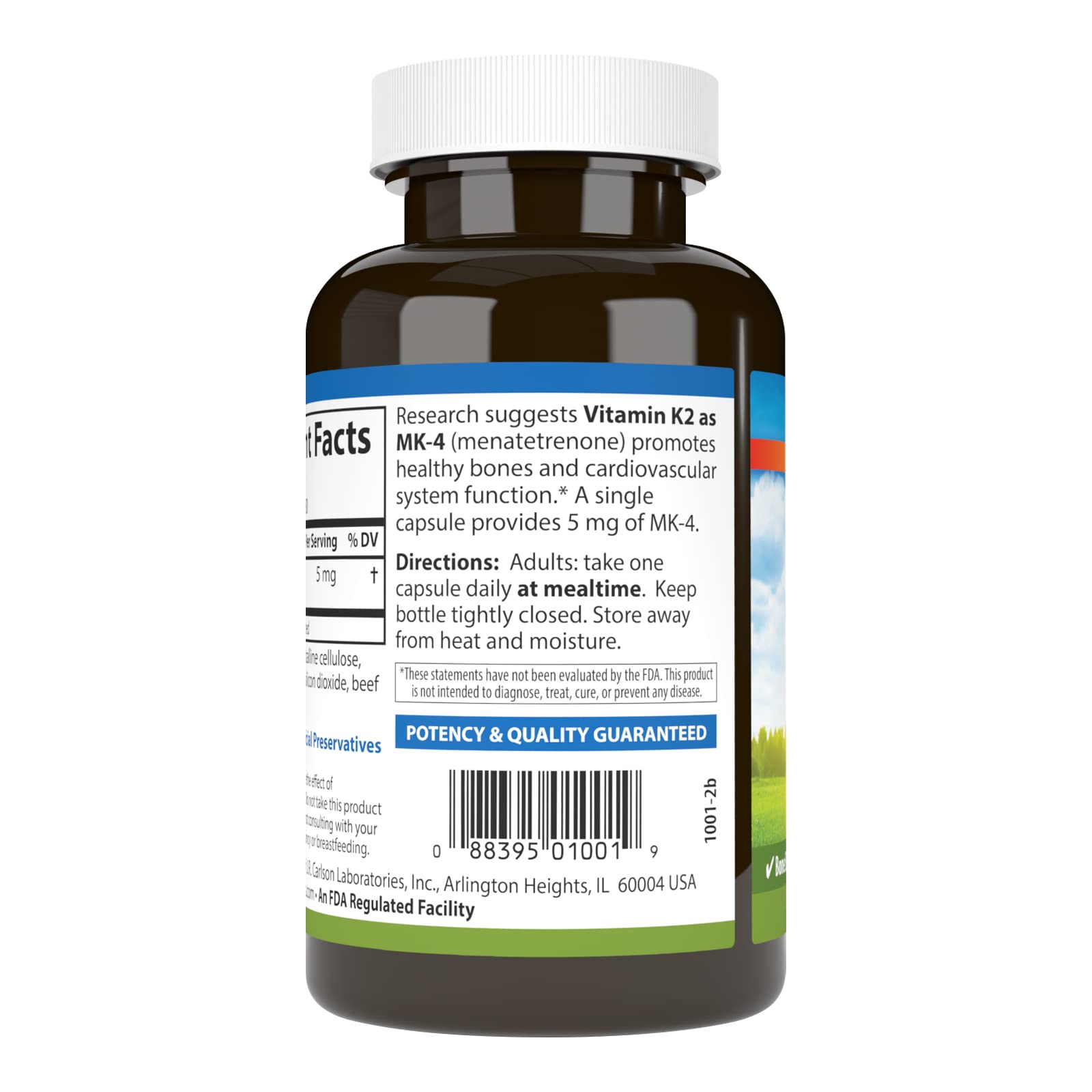 Close-up of Carlson K2 MK-4 capsules for easy dosing.