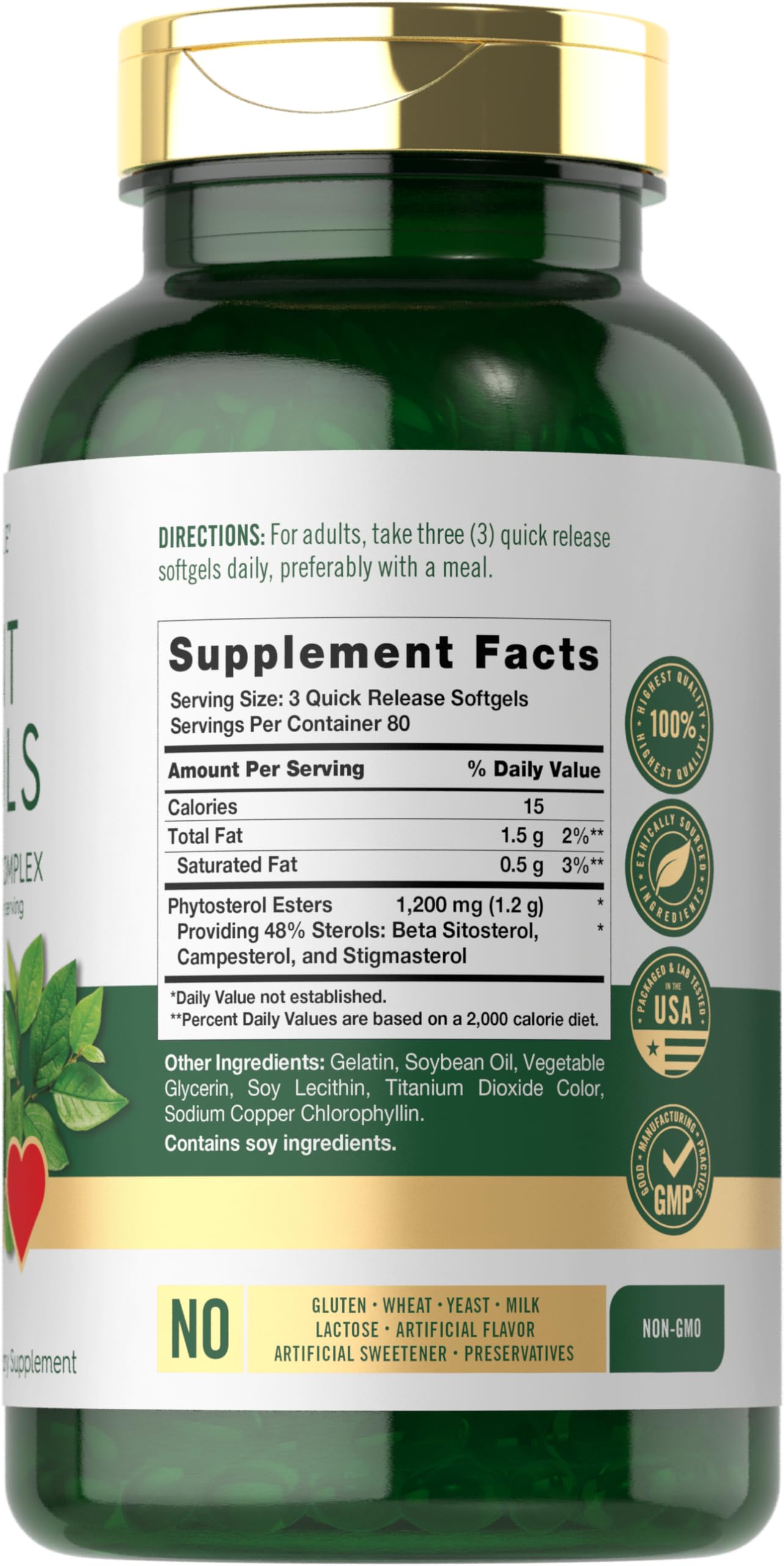 Carlyle 1200mg phytosterols softgels for quick daily supplementation
