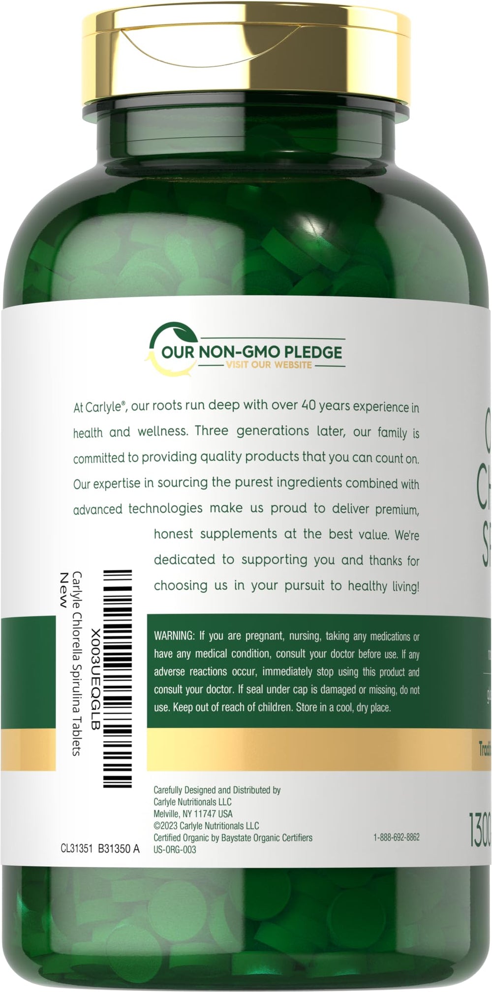 Carlyle 1300-count bottle packaging highlighting 50/50 blend