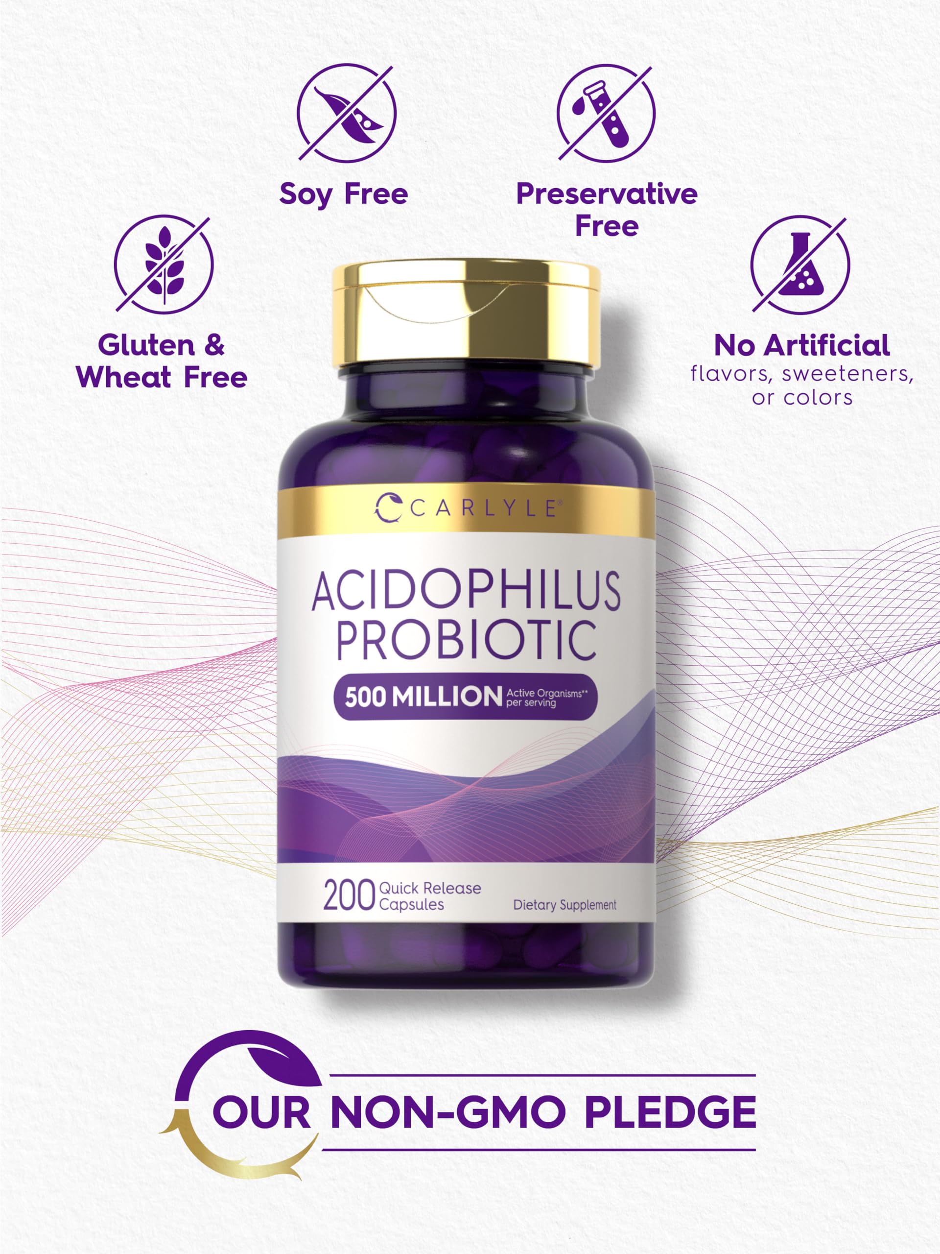 Carlyle Acidophilus capsules in hand suggest convenient daily intake