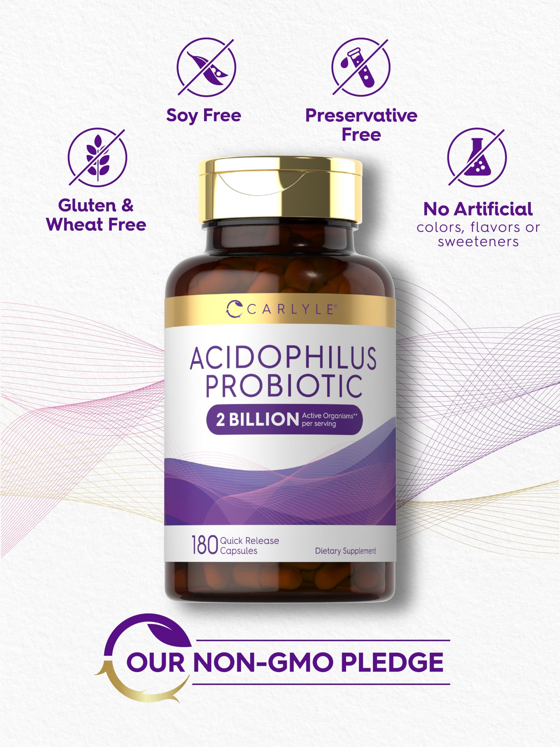 Carlyle Acidophilus label gluten-free non-GMO appeal for health-conscious shoppers
