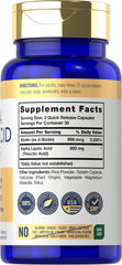 Carlyle Alpha Lipoic Acid 600mg bottle back label shows ingredients and gluten-free note.