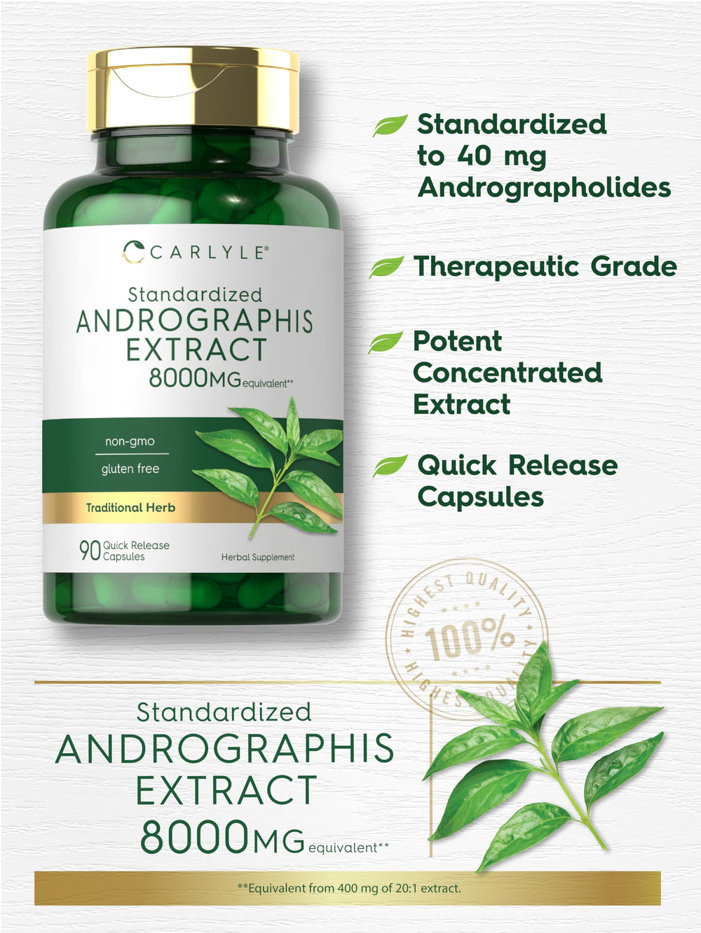 Carlyle Andrographis natural ingredients visual with herbs.