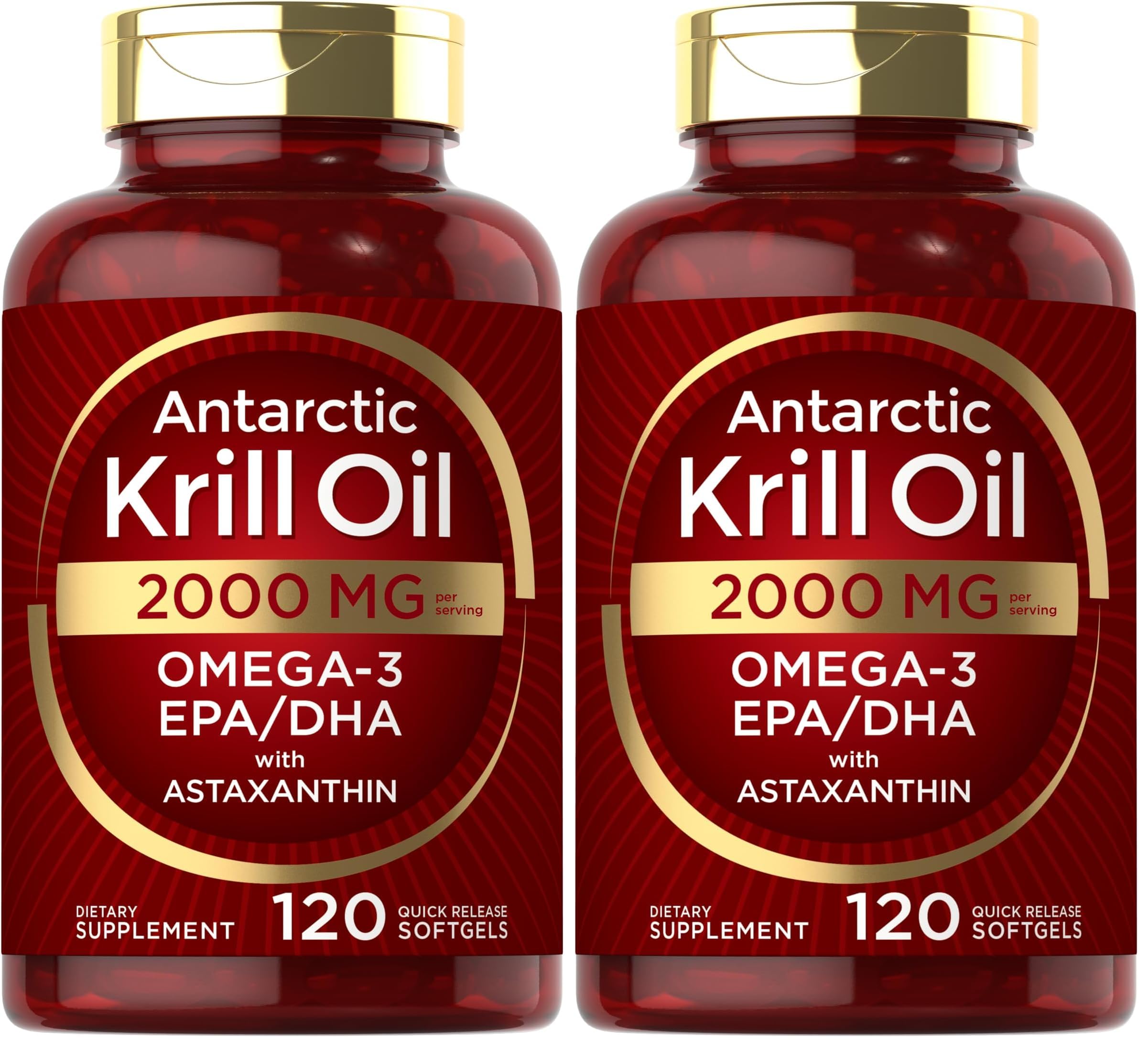 Carlyle Antarctic Krill Oil 2000 mg bottle front view highlights daily strength