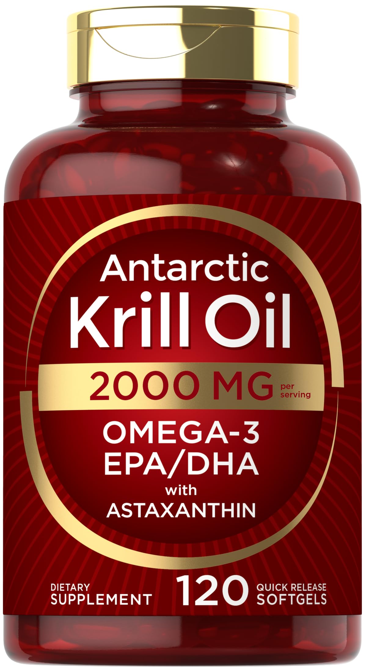 Carlyle Antarctic Krill Oil bottle with labeled capsules for daily omega-3.