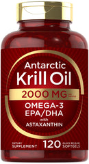 Carlyle Antarctic Krill Oil bottle with labeled capsules for daily omega-3.