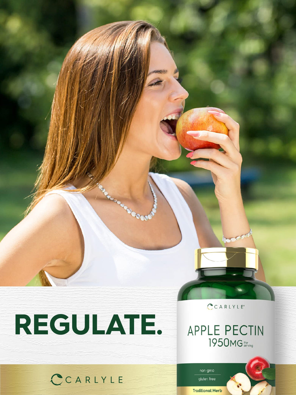 Carlyle Apple Pectin Capsules gluten-free badge on packaging