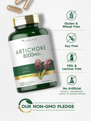 Carlyle Artichoke Extract label highlighting gluten-free and non-GMO features.