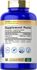Carlyle B12 1000 mcg bottle back view confirms non-GMO and gluten-free benefits