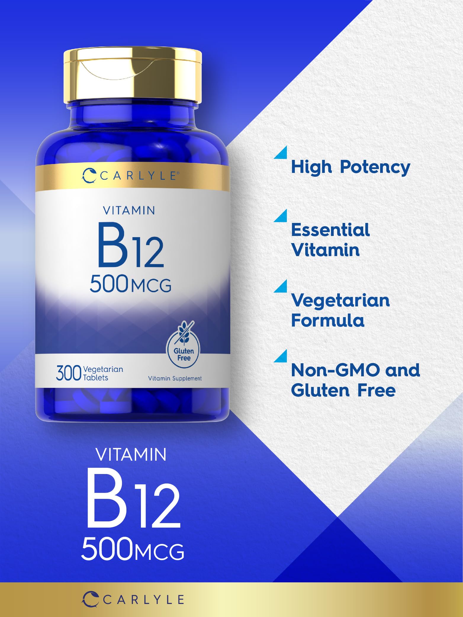 Tabletas de Vitamina B-12 de Carlyle en blister para consumo diario.