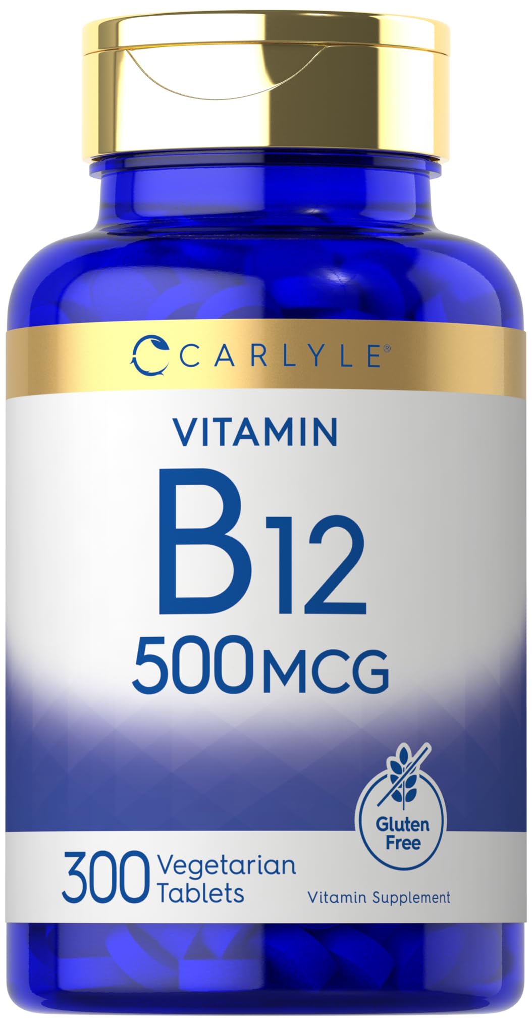 Carlyle Vitamina B-12 500 mcg, tabletas vegetarianas para uso diario.