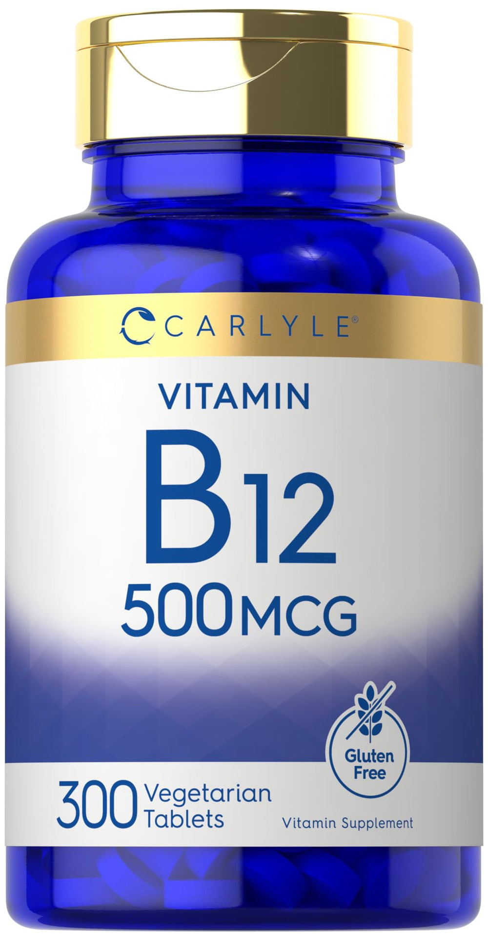 Carlyle Vitamina B-12 500 mcg, tabletas vegetarianas para uso diario.