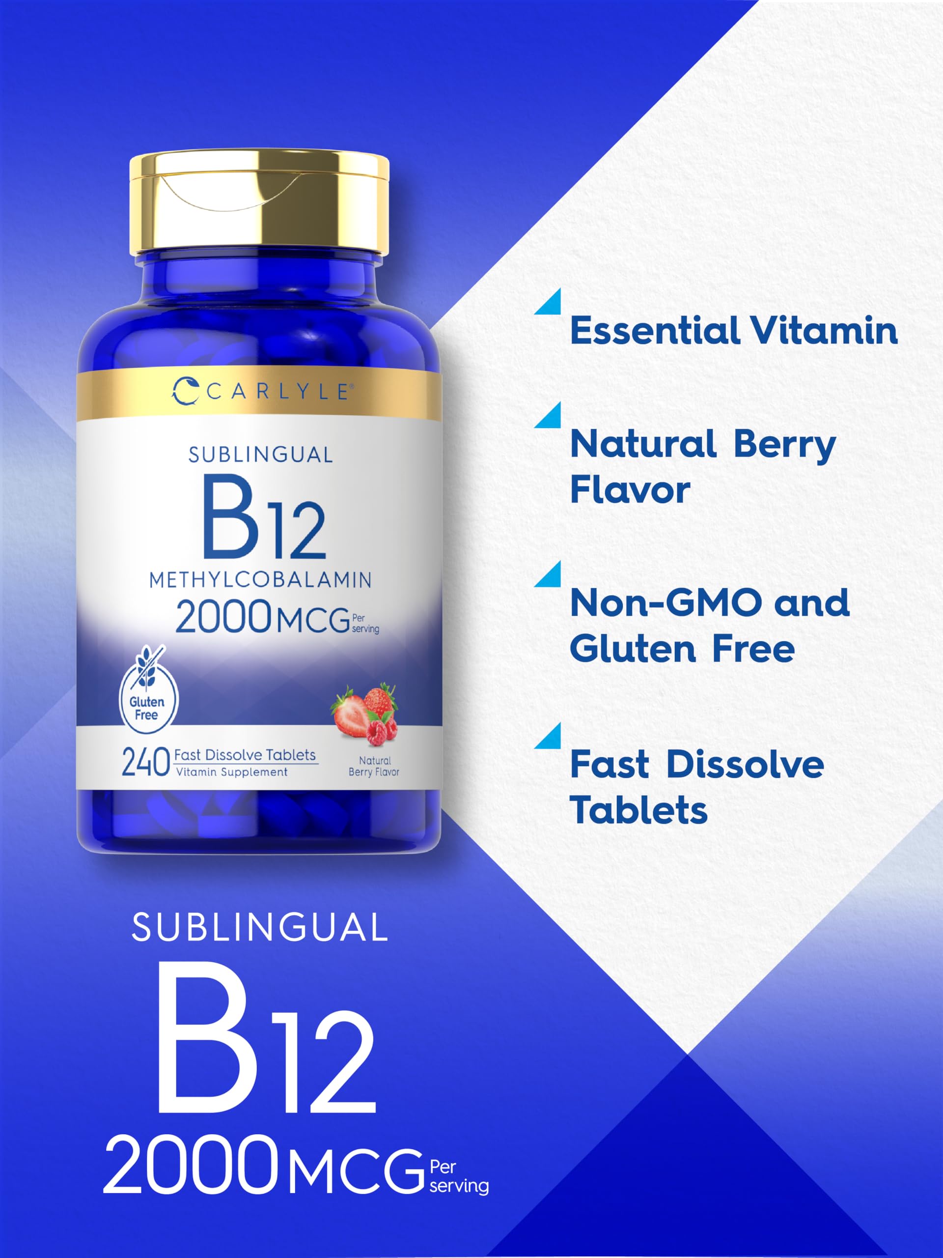 Etiqueta del producto Carlyle B12 en la botella.