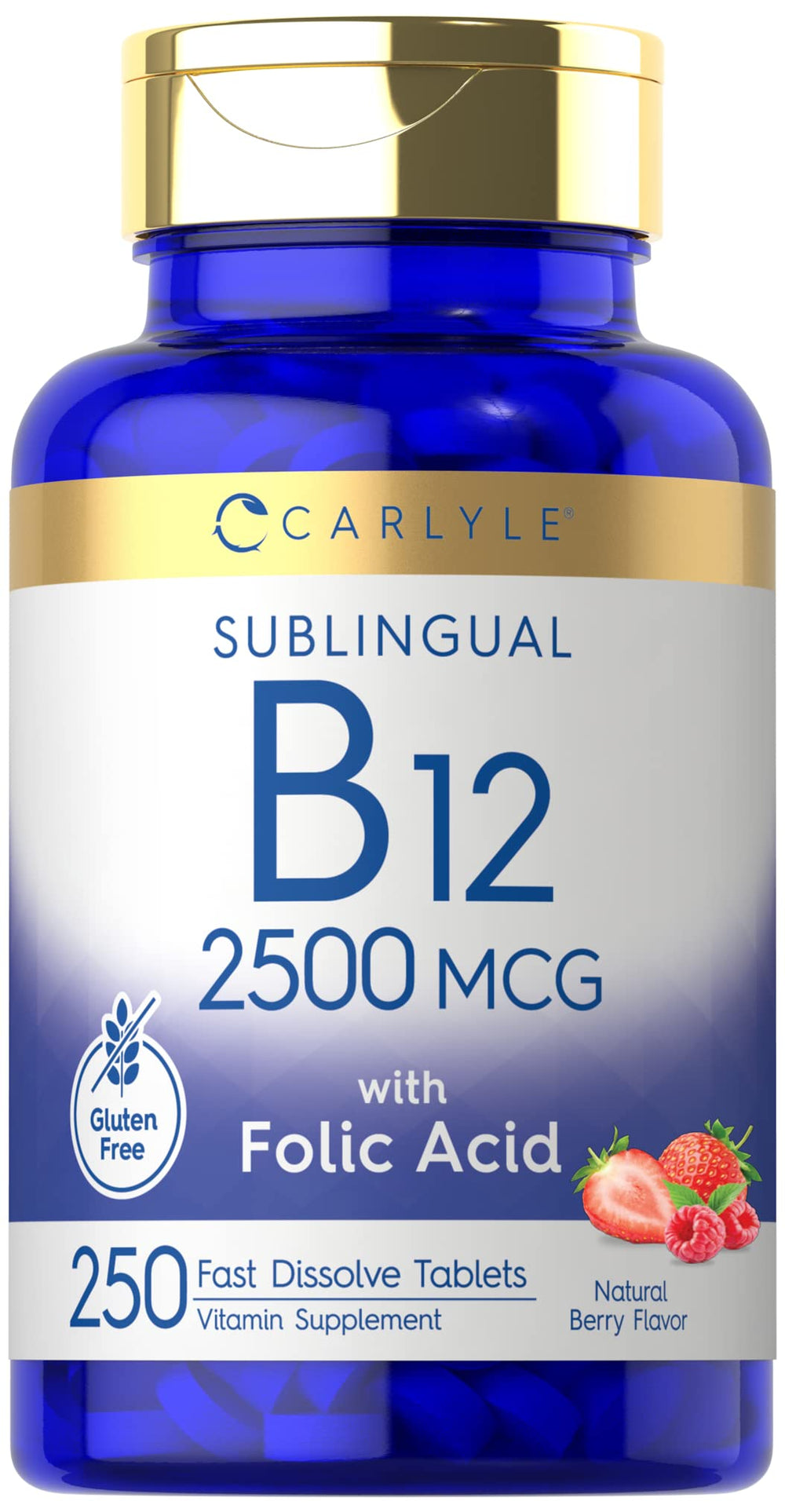 Carlyle B12 sublingual berry tablets for daily wellness on the go