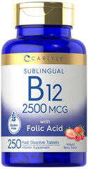 Carlyle B12 sublingual berry tablets for daily wellness on the go