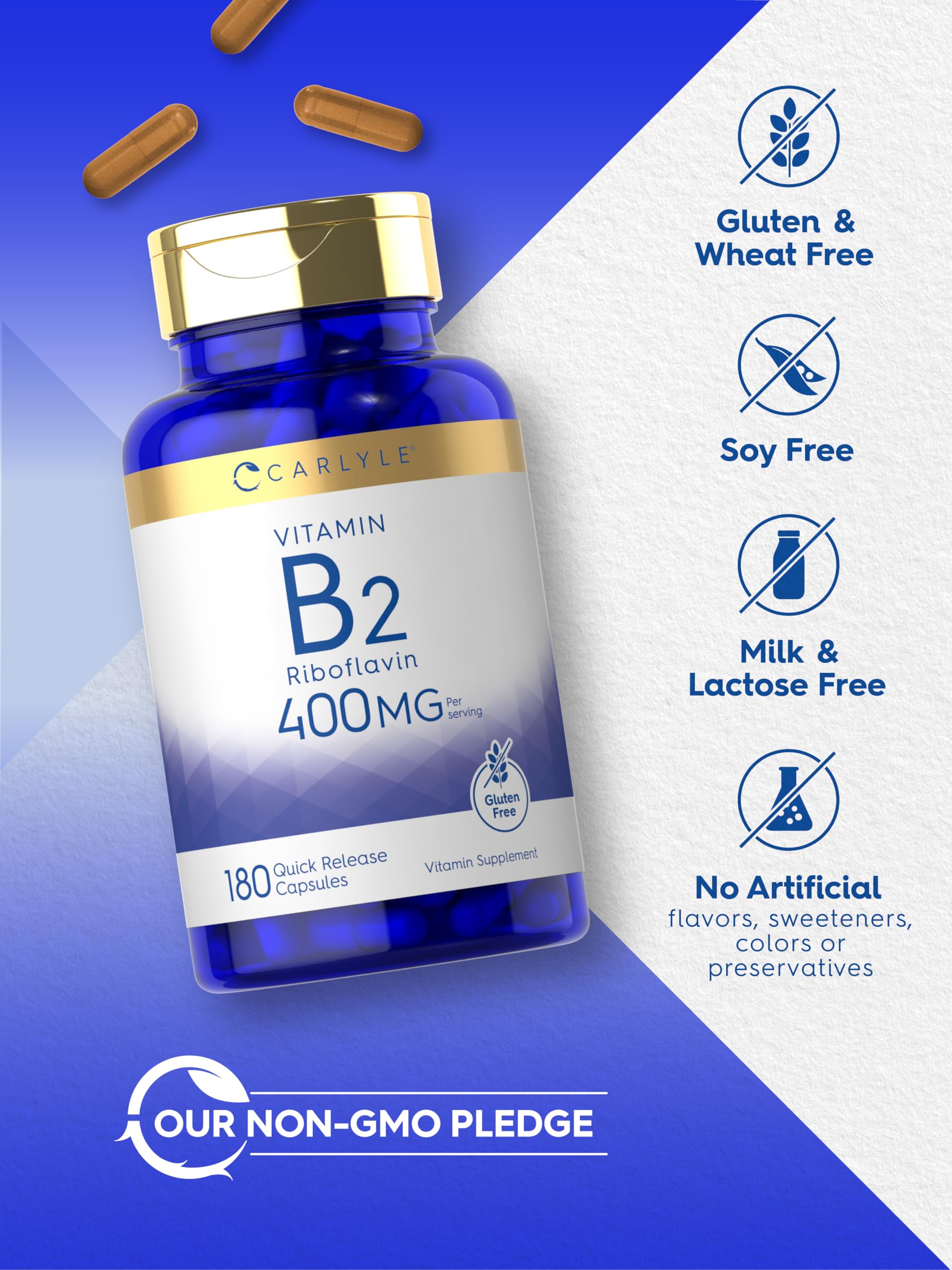 Carlyle B2 400mg packaging side with dosage information