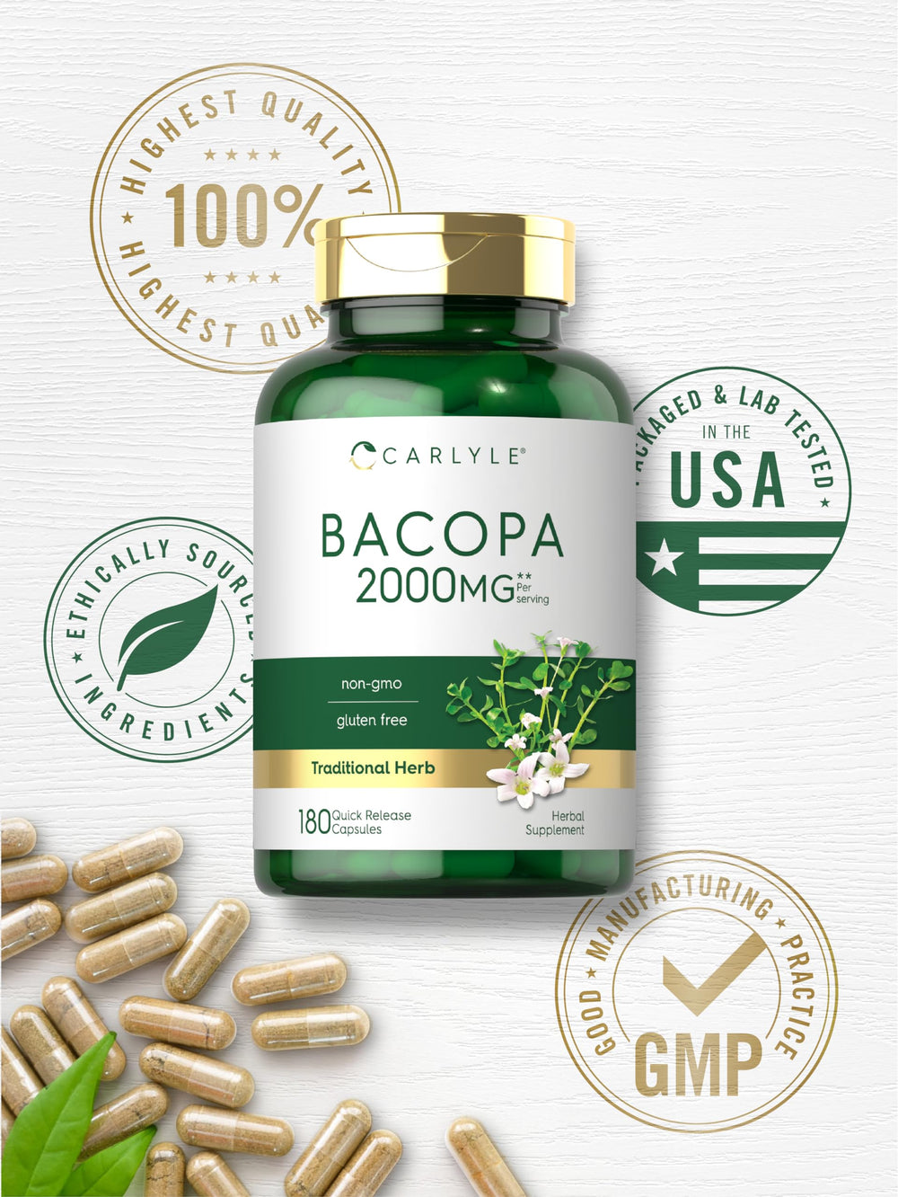 Carlyle Bacopa Capsules pour demonstrates easy daily dosing for routine use