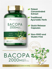 Carlyle Bacopa Capsules serving size highlights 2000 mg equivalent per serving