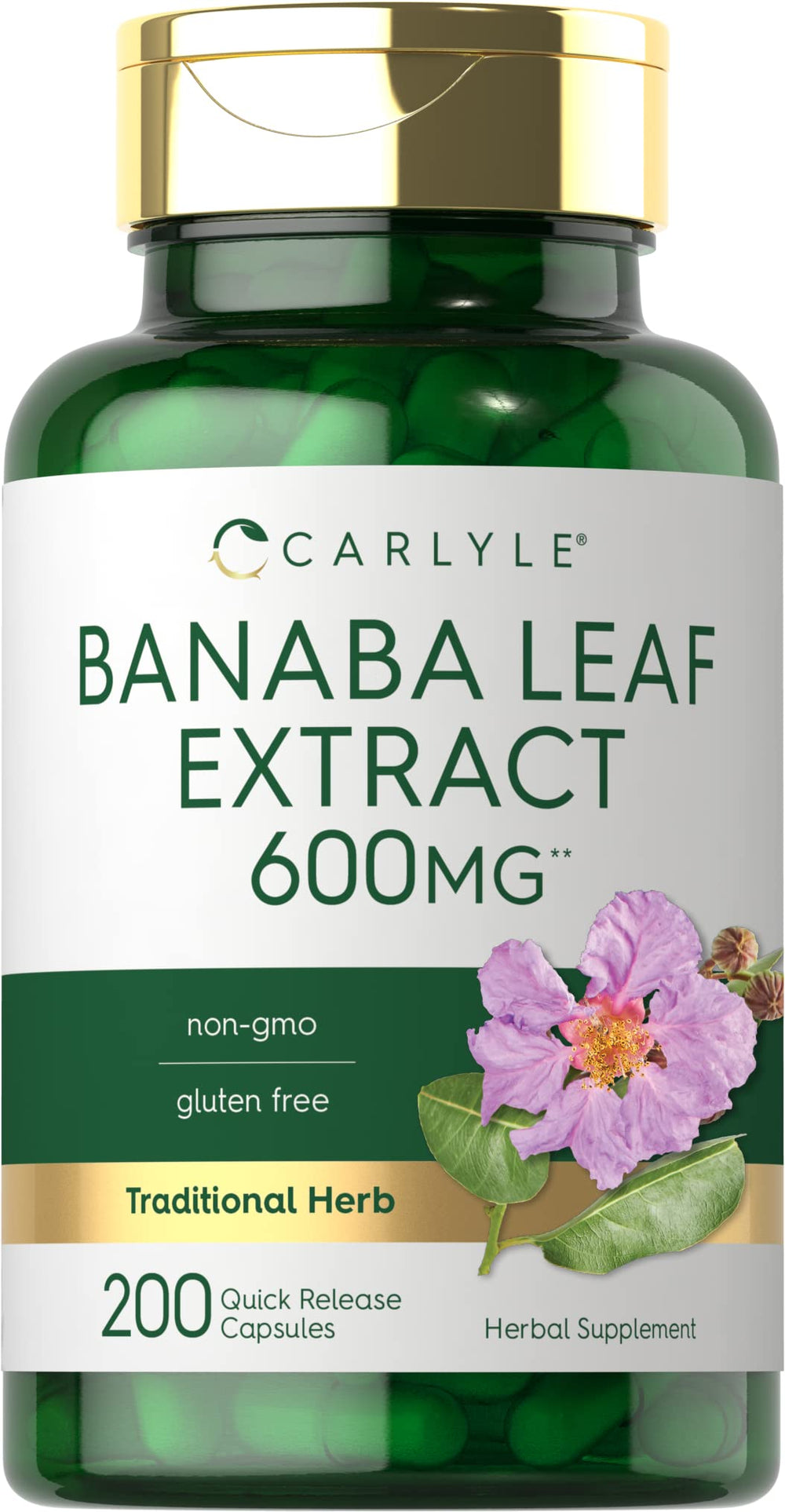 Carlyle Banaba Leaf Extract bottle offers easy daily wellness capsules.