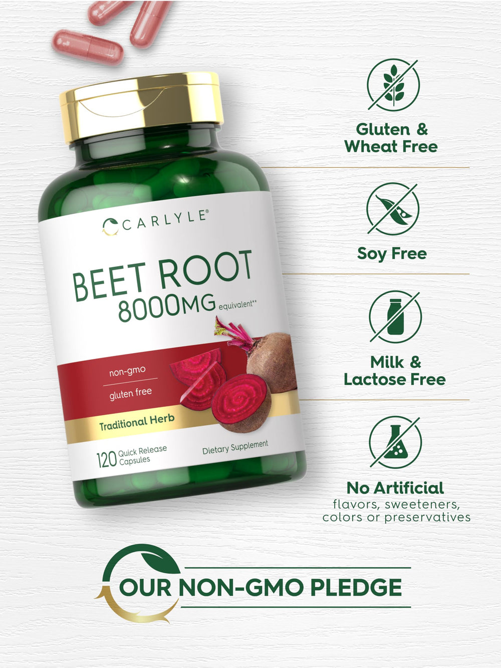 Carlyle Beet Root Capsules swallowing view emphasizes easy ingestion