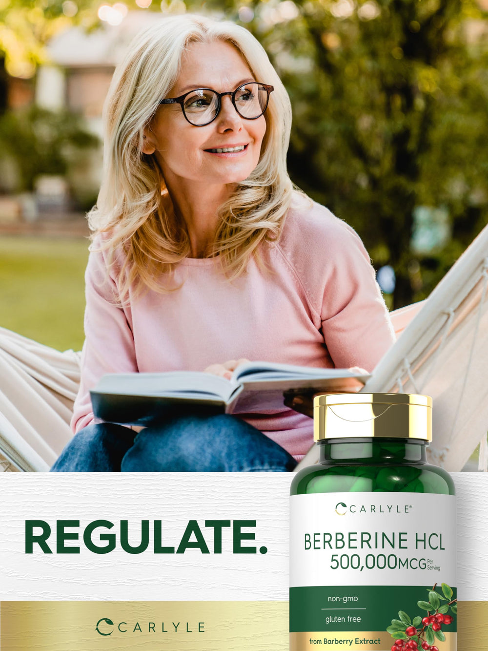 Carlyle Berberine HCL supplement in a clean, organized lifestyle setting.