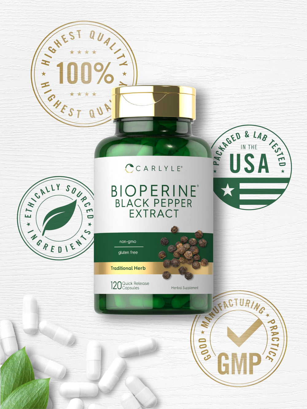 Cápsulas Carlyle Bioperine: libre de gluten.