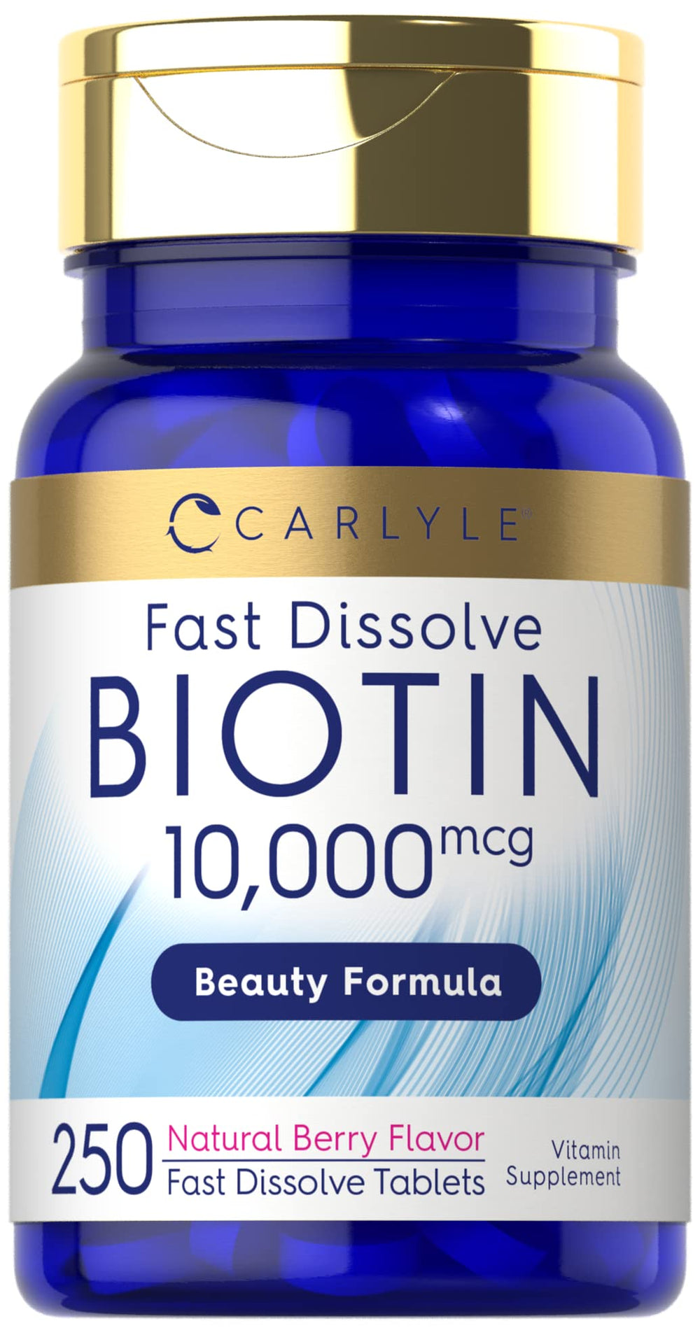 Carlyle Biotin 10000mcg bottle signaling purity and potency