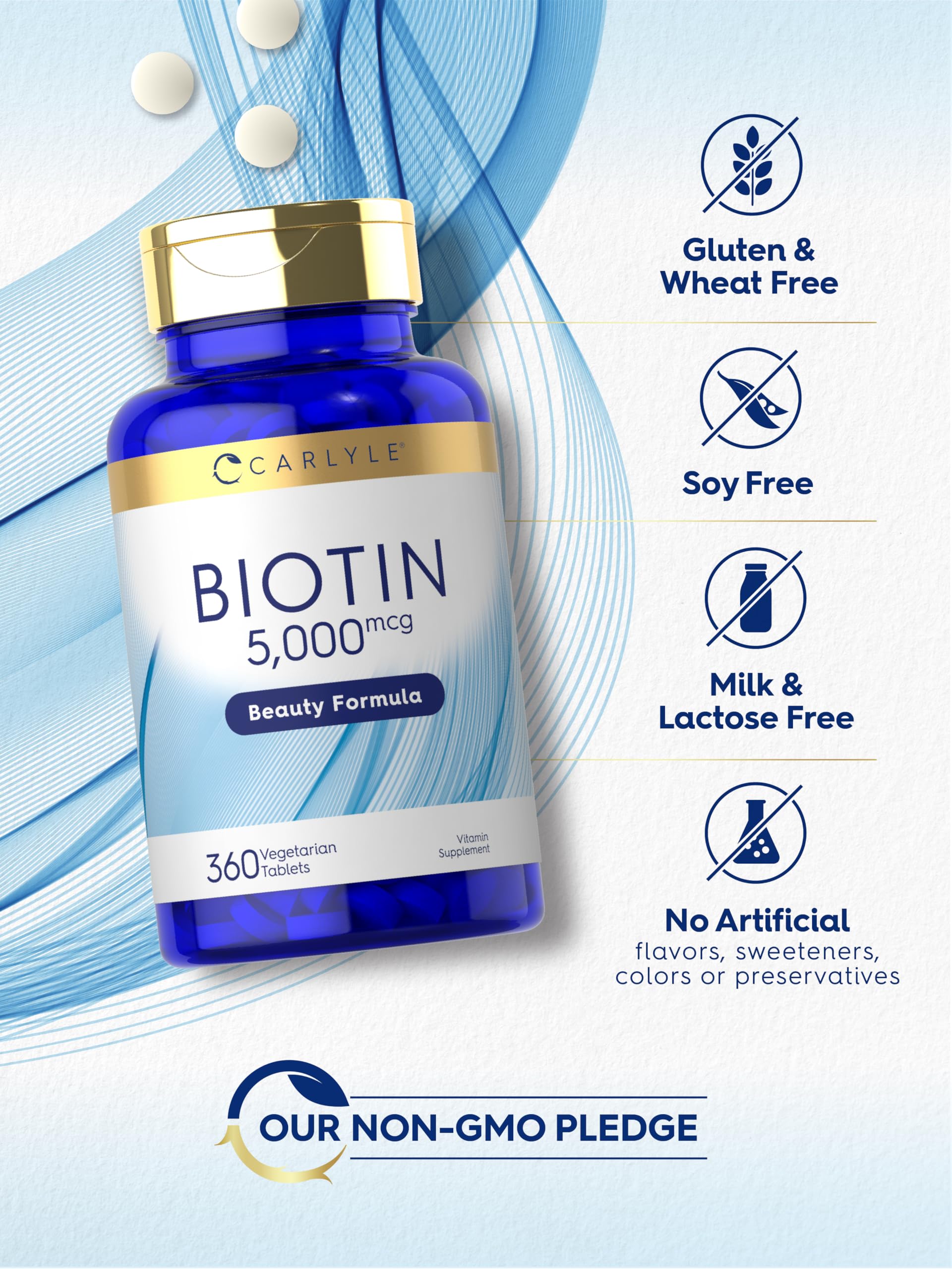 Carlyle Biotin 5000mcg packaging demonstrates vegetarian formula