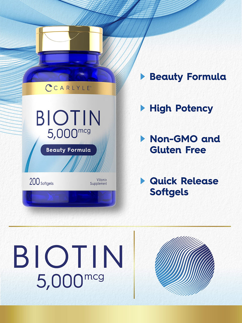 Carlyle Biotin gluten-free label shown on packaging