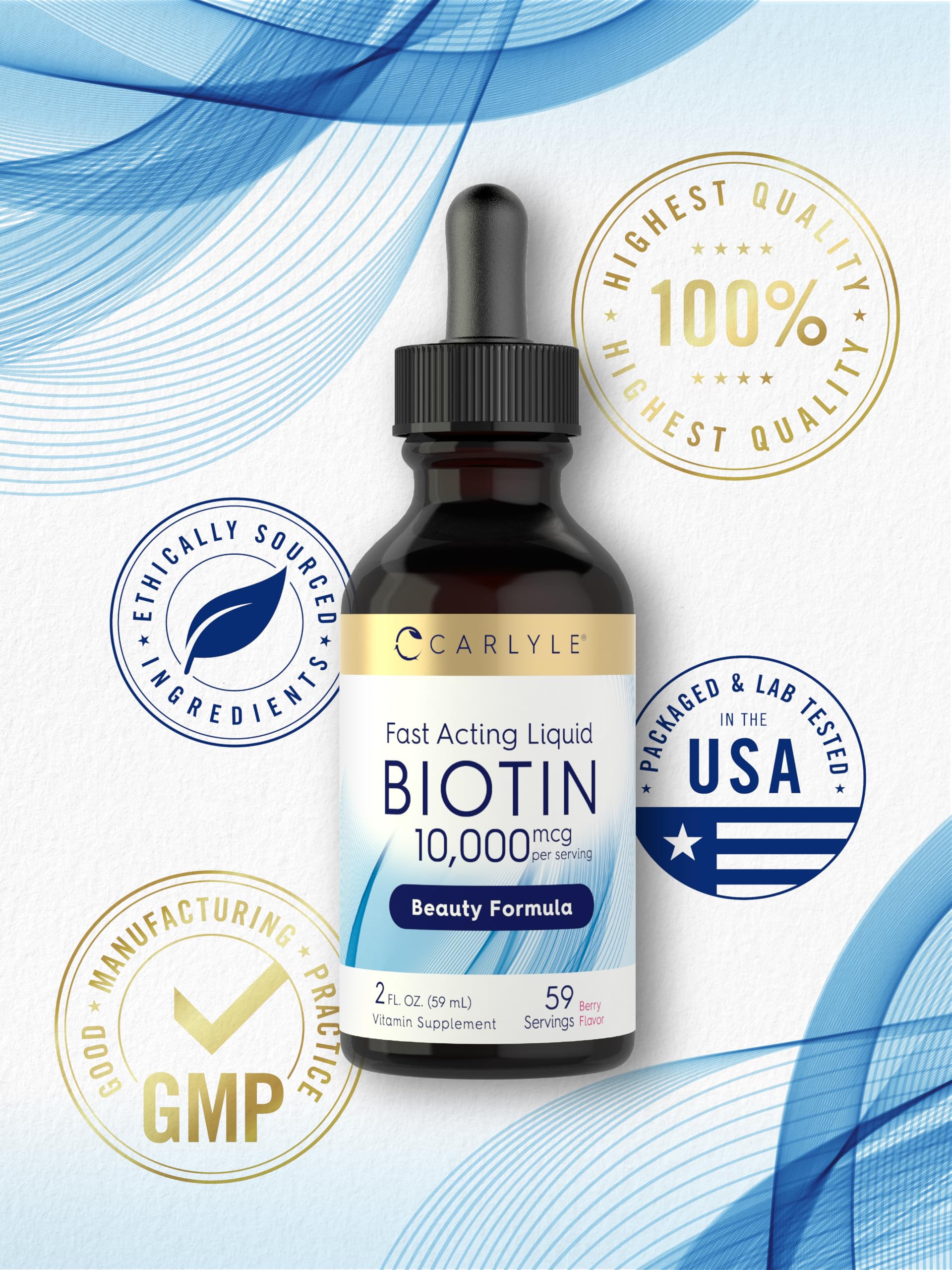 Carlyle Biotin gluten-free drops suitable for gluten-sensitive lifestyles.
