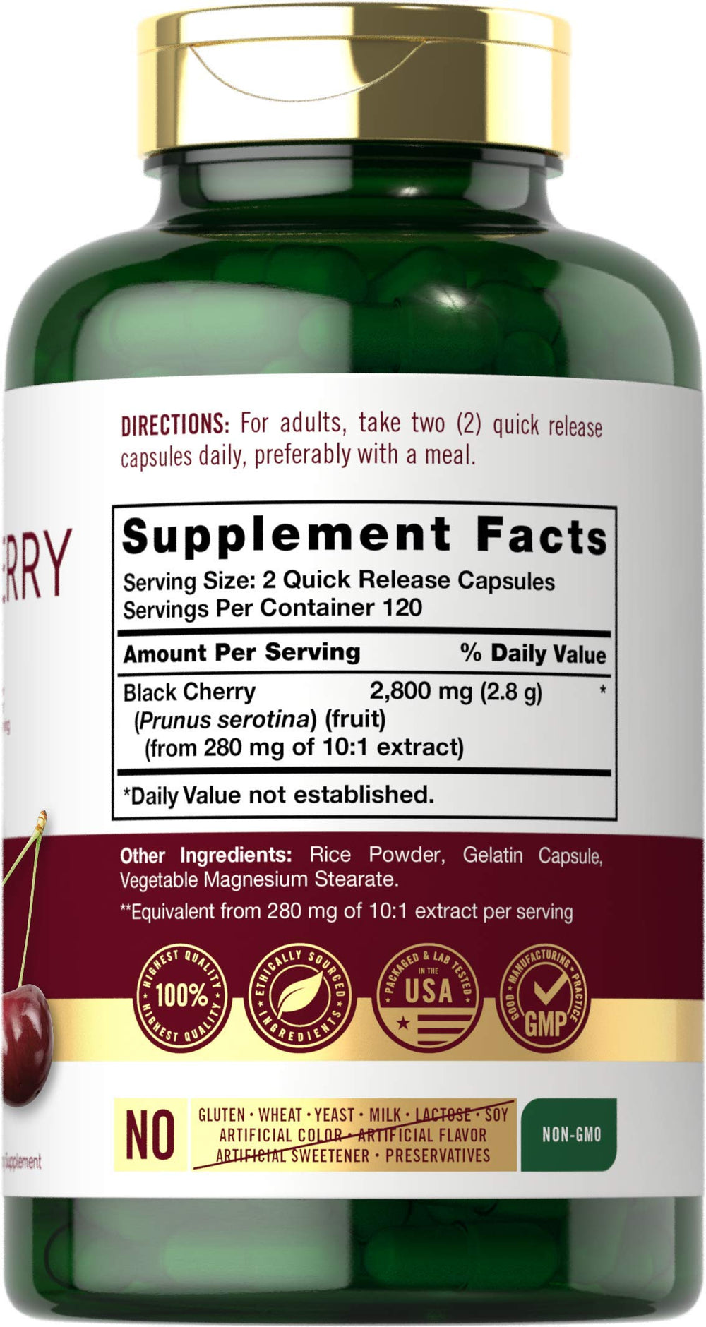Carlyle Black Cherry Extract capsules ready for daily intake.