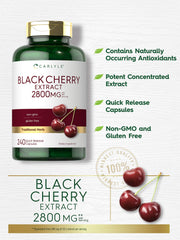 Close-up of Carlyle Black Cherry Extract label highlighting non-GMO formula.