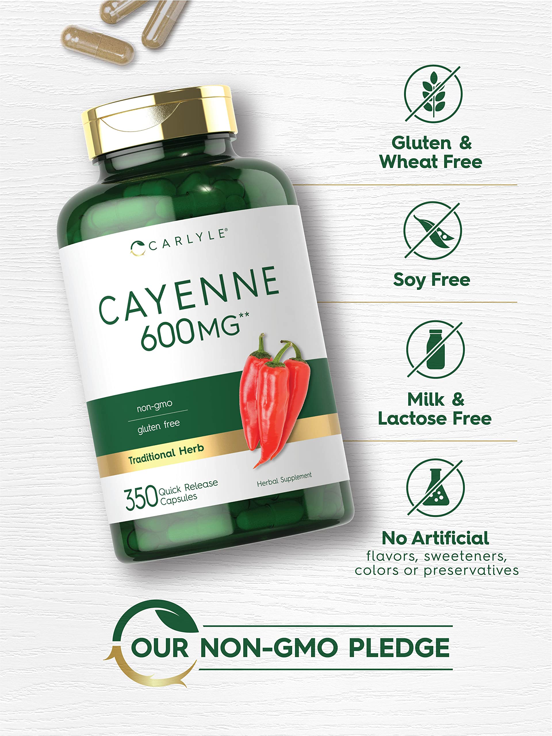 Carlyle Cayenne Pepper fruit-extract visual emphasizes natural cayenne source.