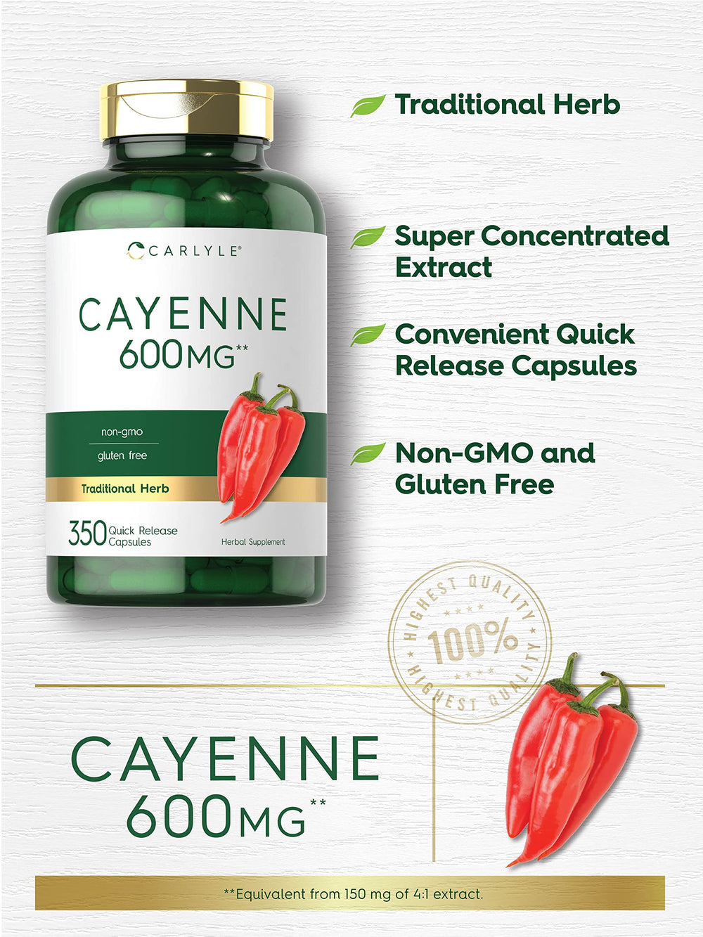 Carlyle Cayenne Pepper Capsules quick-release capsules support convenient daily use.