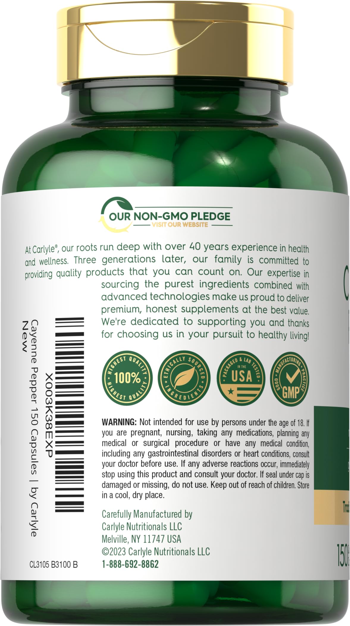 Carlyle Cayenne Pepper Capsules quick-release capsule for convenient use
