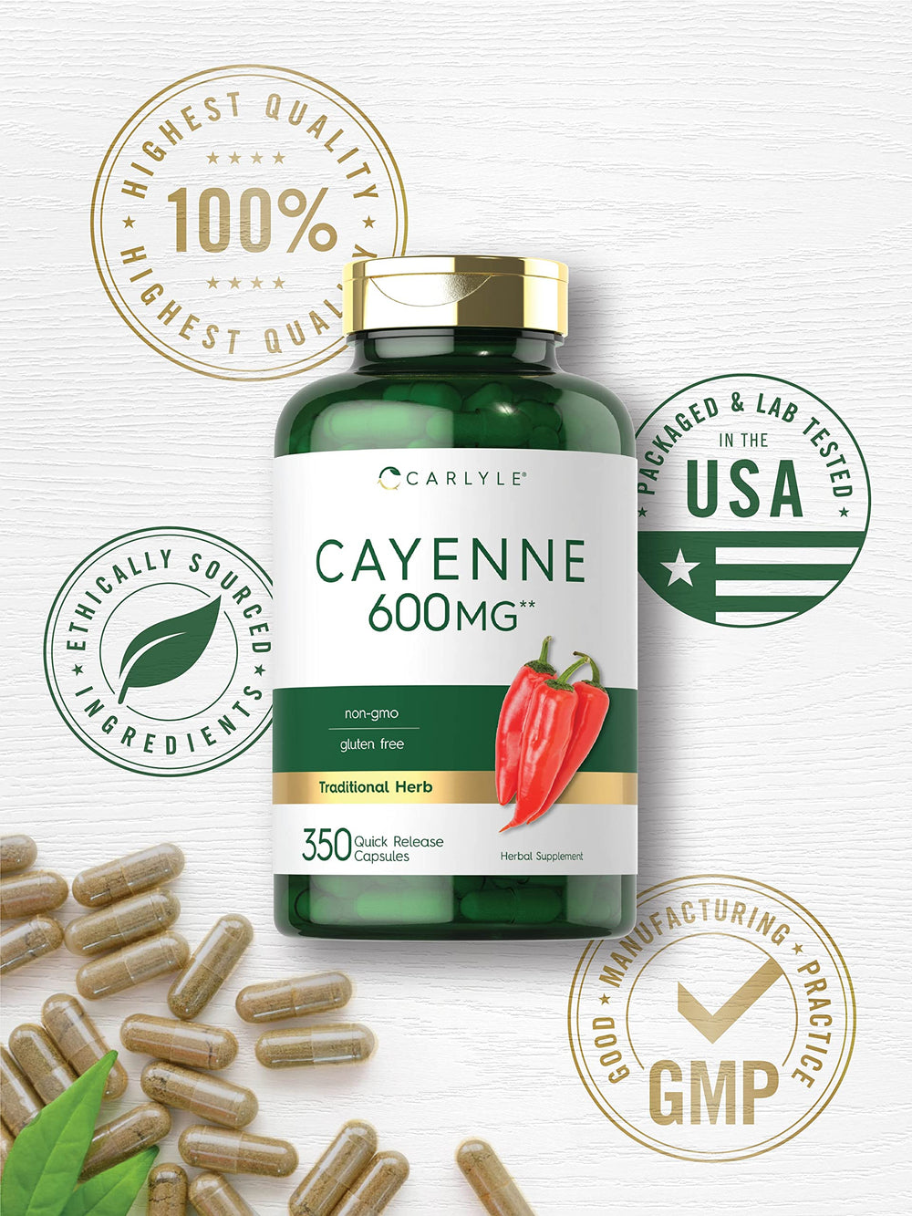Carlyle Cayenne Pepper Capsules manufacturing-testing image reinforces quality assurance.