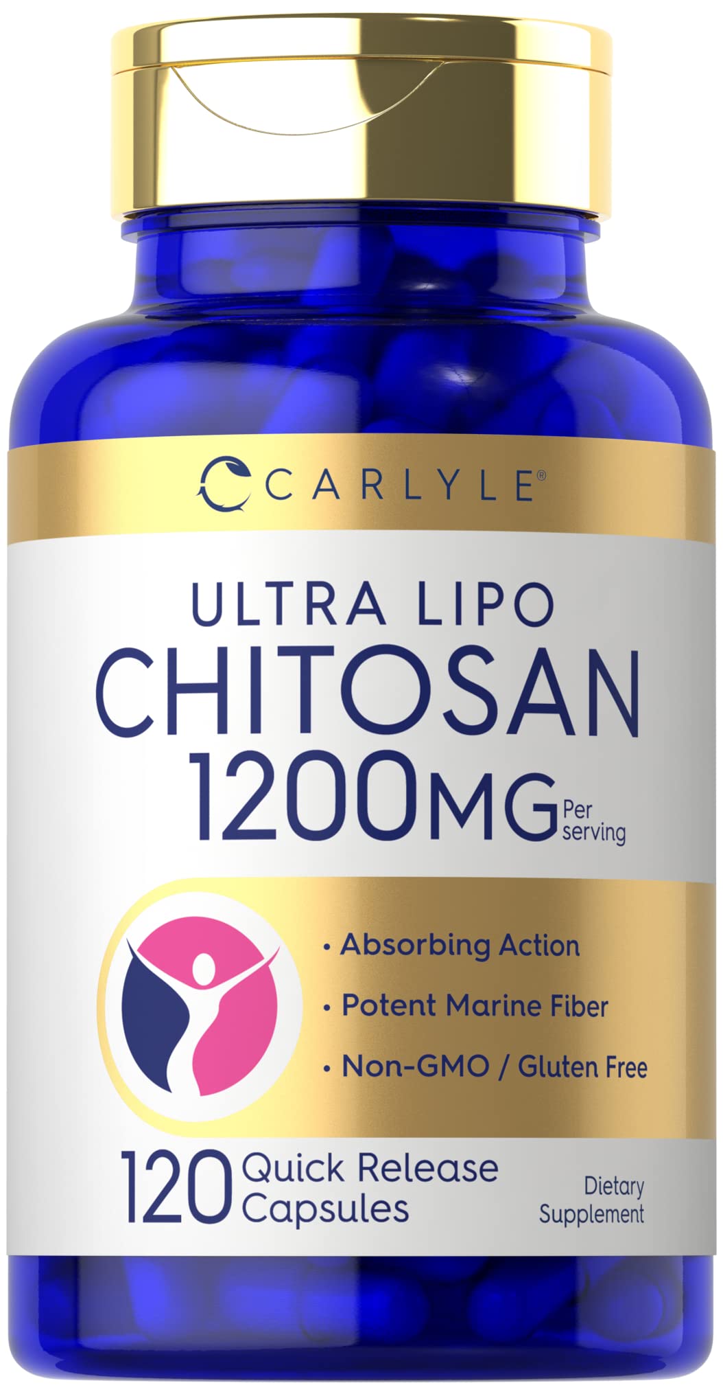 Carlyle Ultra Lipo Chitosan, cápsulas fáciles de tragar para uso diario.