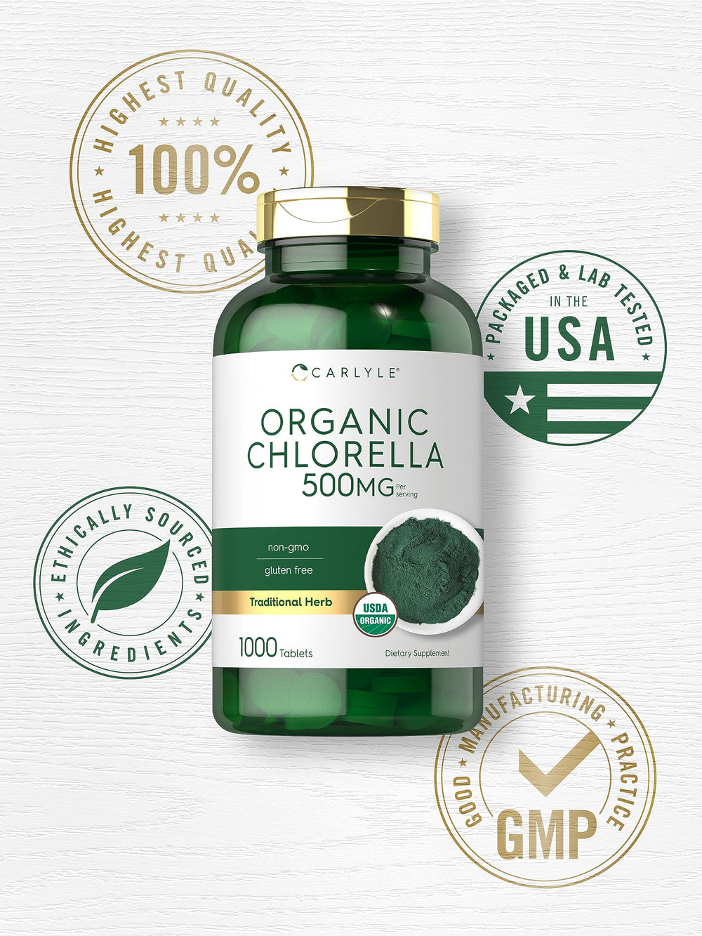 Carlyle Chlorella tablets, lab-tested quality and trusted ingredients