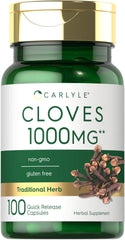 Carlyle Cloves supplement bottle showing 1000 mg per serving for easy daily use