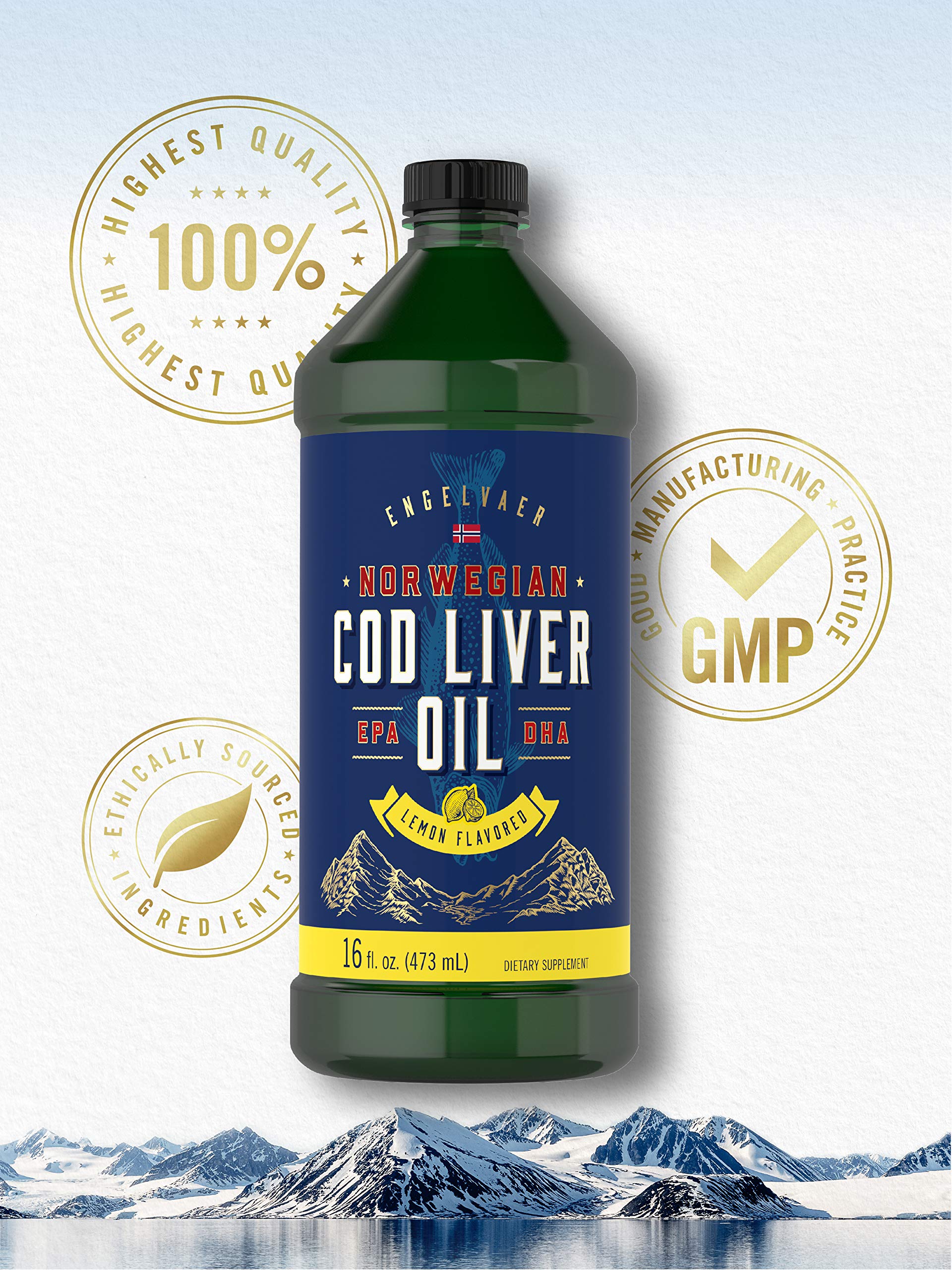 Carlyle cod liver oil liquid nutrition panel, contains EPA and DHA.