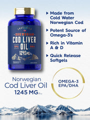 Carlyle Cod Liver Oil Softgels box packaging highlighting Norwegian origin