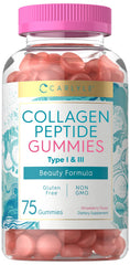 Carlyle Collagen Gummies bottle front with strawberry flavor for daily use.