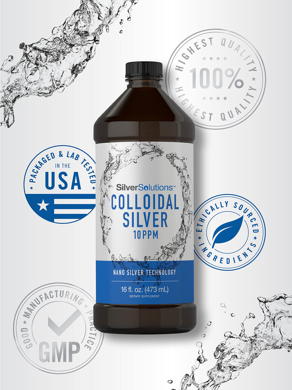 Carlyle Colloidal Silver Liquid glass bottle on shelf signaling premium quality.