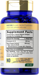Carlyle CoQ10 bottle open, softgels ready for daily use