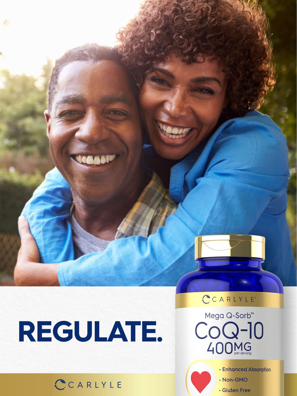 Carlyle CoQ10 packaging with secure seal and clear bottle